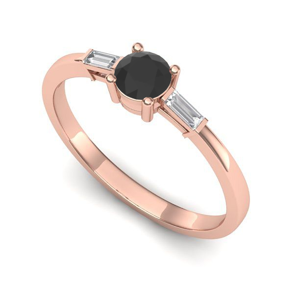 Inel logodna din aur roz cu diamant negru