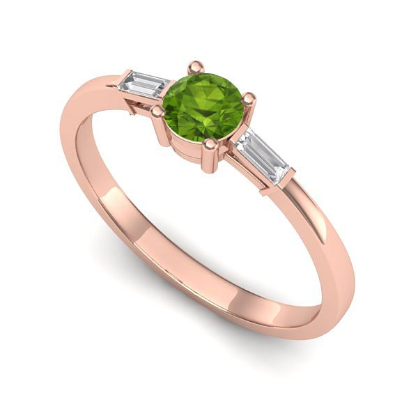 Inel din aur roz cu peridot