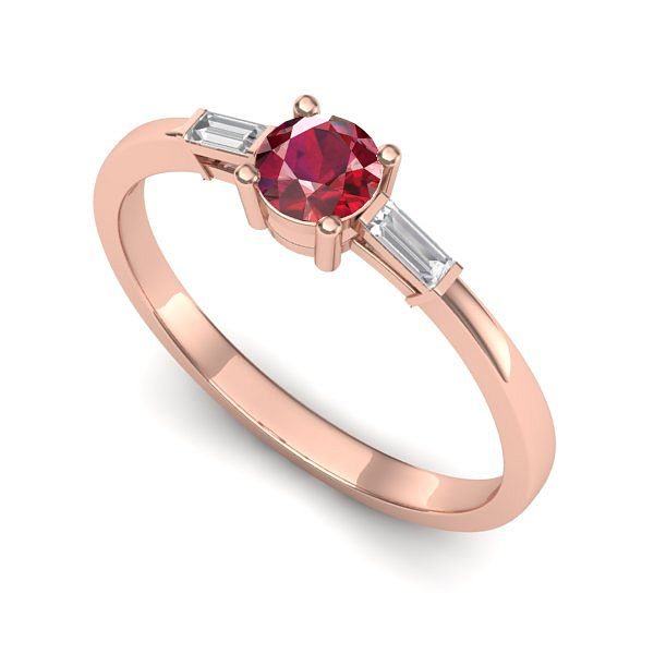 Inel de logodna din aur roz cu rubin