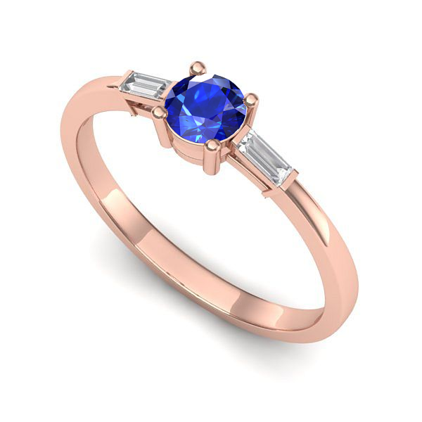 Inel logodna din aur roz cu safir