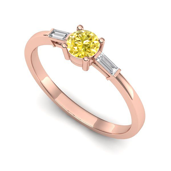 Inel de logodna din aur roz cu safir galben