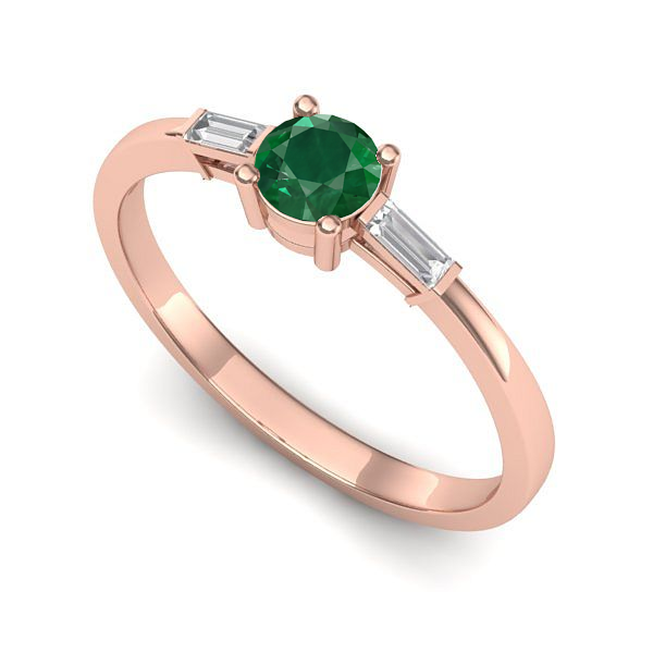 Inel din aur roz cu smarald