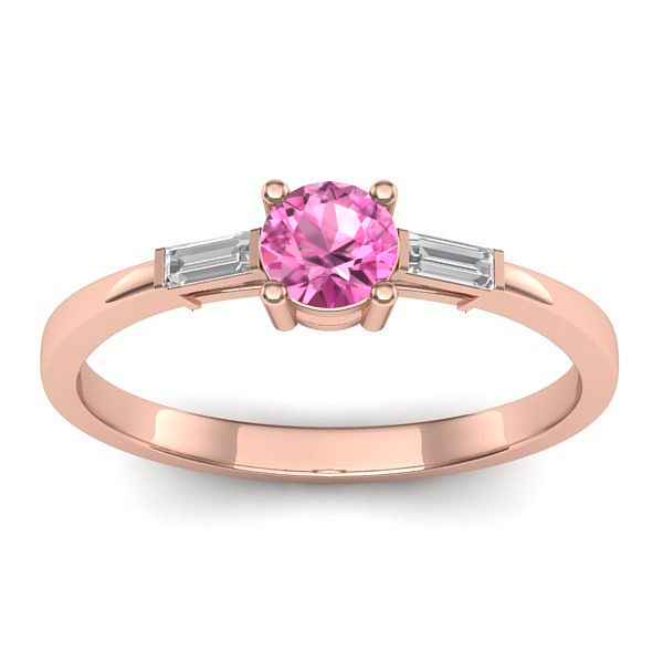 Inel cu safir roz rotund