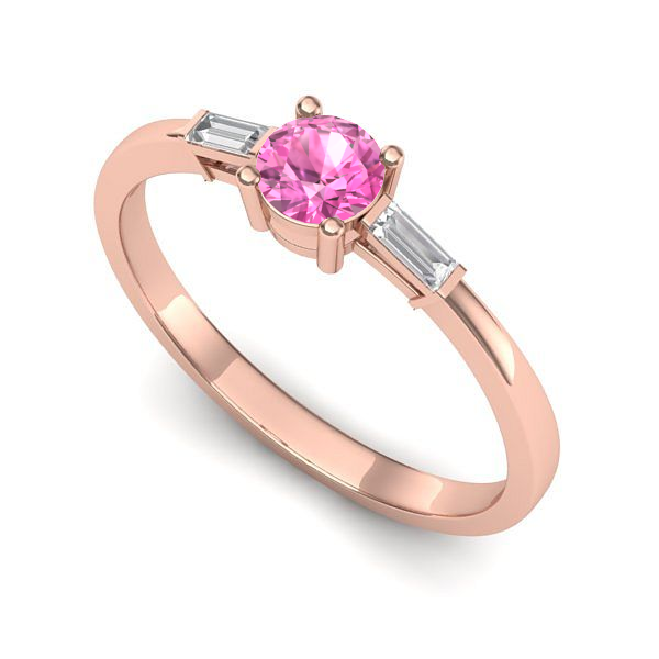 Inel de logodna din aur roz cu safir roz