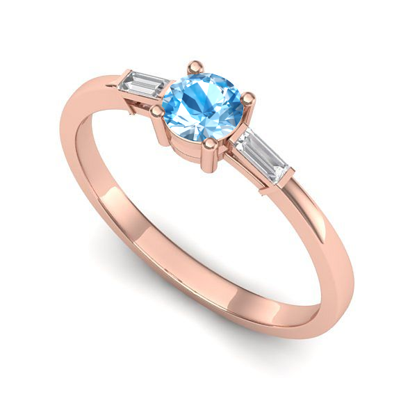 Inel din aur roz cu topaz blue