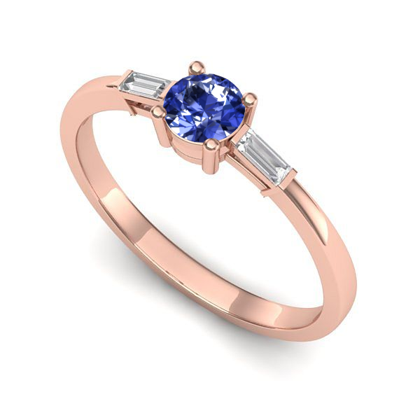 Inel logodna din aur roz cu tanzanit
