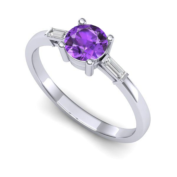 Inel din aur alb cu ametist