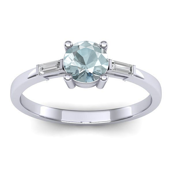 Inel de logodna cu aquamarin rotund