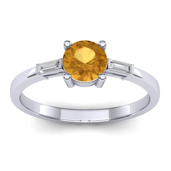 Inel cu citrin rotund