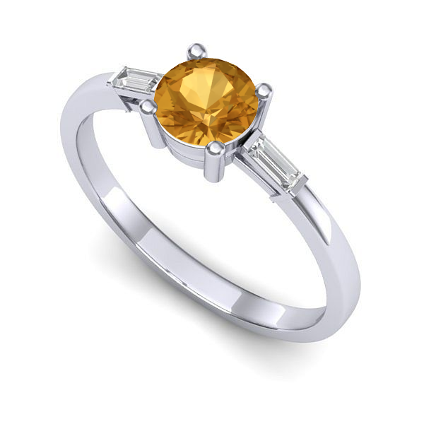 Inel din aur alb cu citrin