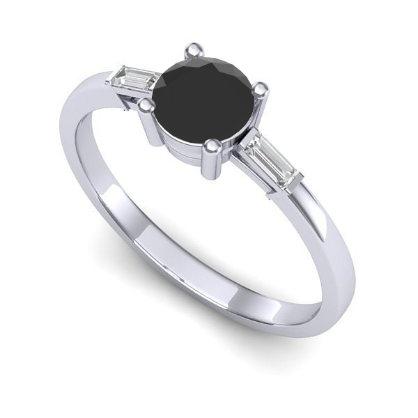 Inel logodna din aur alb cu diamant negru