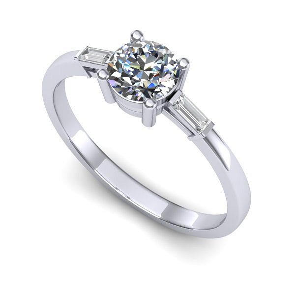 Inel logodna din aur alb cu safir alb