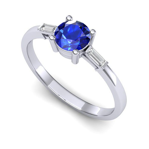 Inel logodna din aur alb cu safir