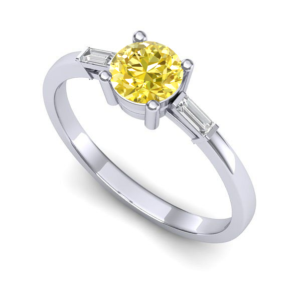 Inel de logodna din aur alb cu safir galben