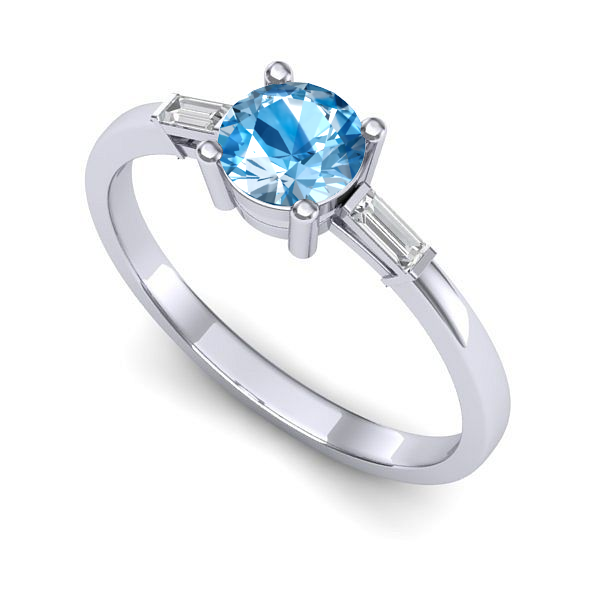 Inel din aur alb cu topaz blue