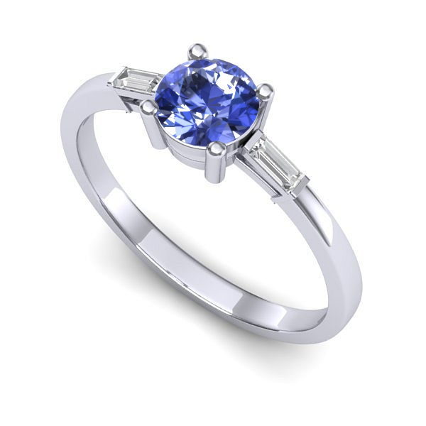 Inel logodna din aur alb cu tanzanit