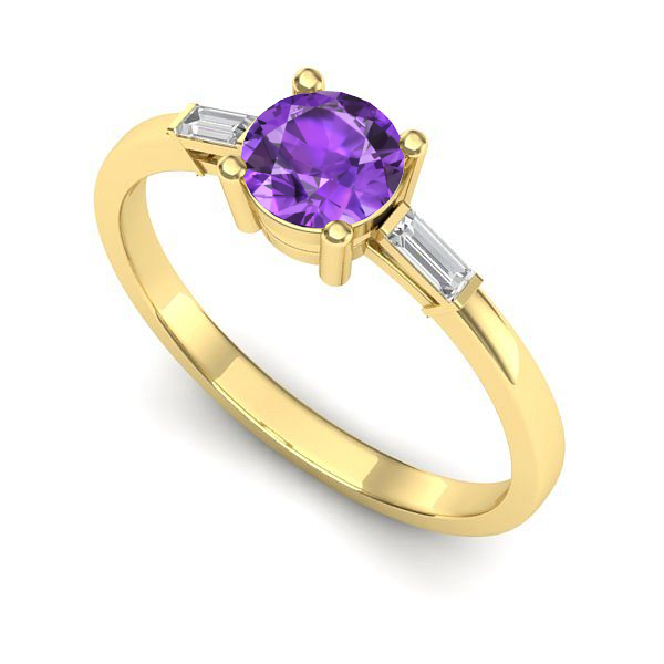 Inel logodna din aur galben cu ametist