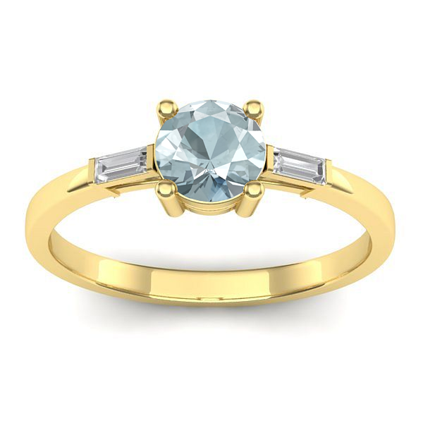 Inel logodna cu aquamarin rotund