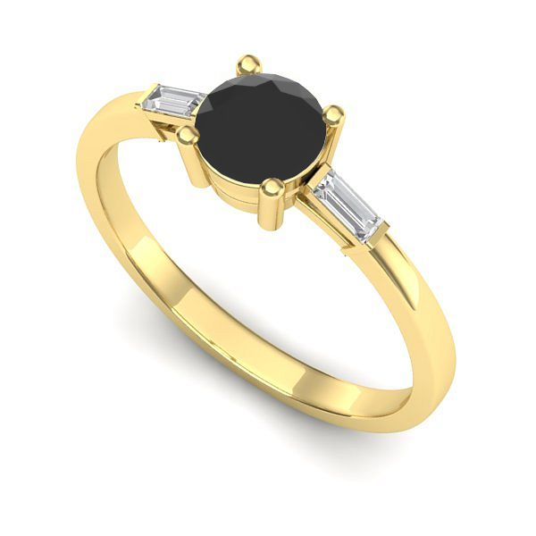 Inel din aur galben cu diamant negru