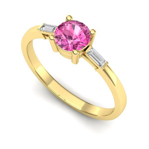 Inel de logodna din aur galben cu safir roz