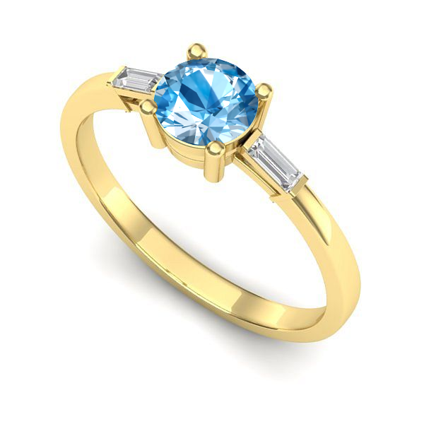 Inel logodna din aur galben cu topaz blue