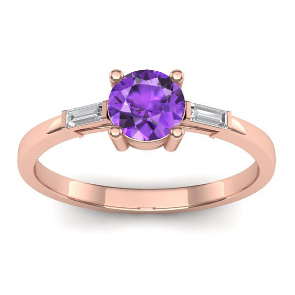 Inel de logodna cu ametist rotund