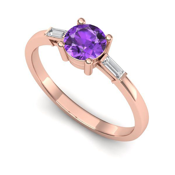 Inel din aur roz cu ametist