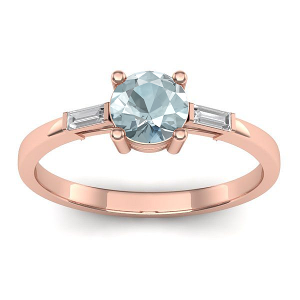 Inel de logodna cu aquamarin rotund