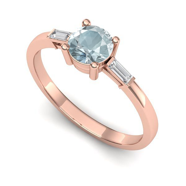 Inel din aur roz cu aquamarin