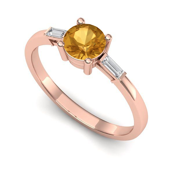 Inel logodna din aur roz cu citrin