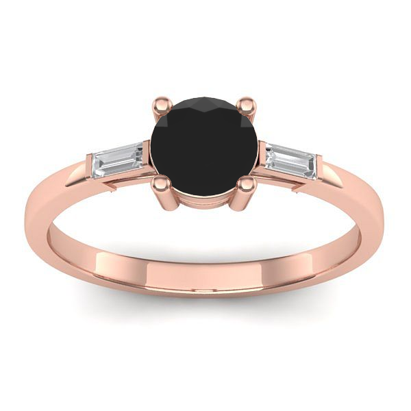 Inel de logodna cu diamant negru rotund