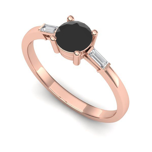 Inel logodna din aur roz cu diamant negru