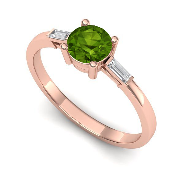 Inel de logodna din aur roz cu peridot