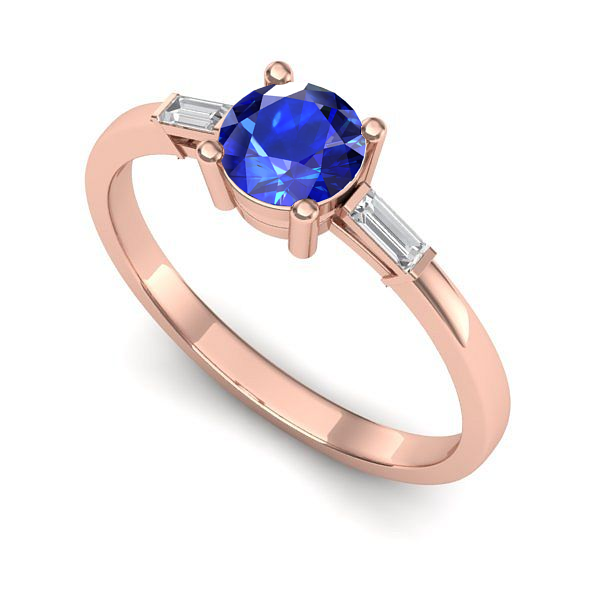 Inel logodna din aur roz cu safir