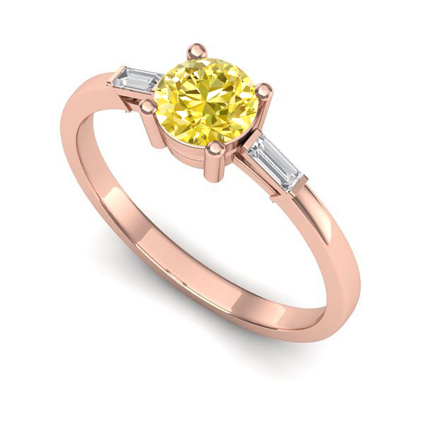 Inel logodna din aur roz cu safir galben