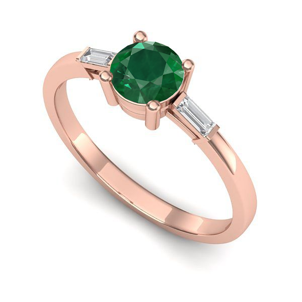 Inel din aur roz cu smarald