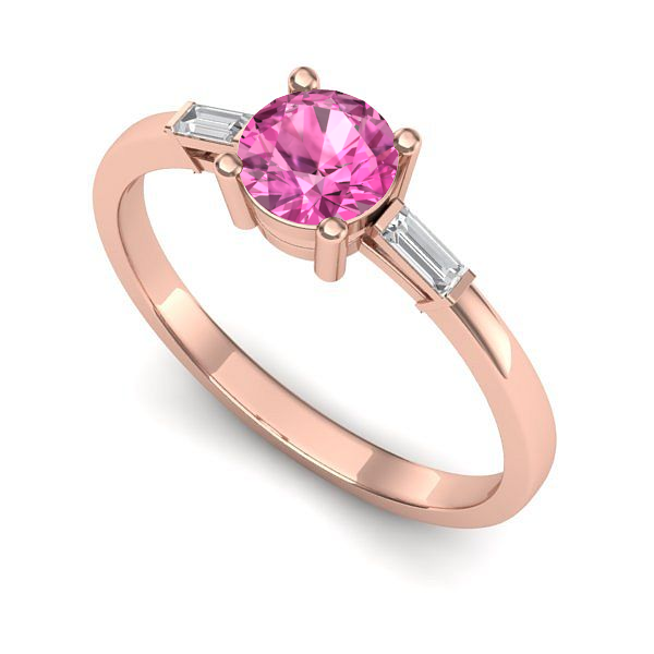 Inel de logodna din aur roz cu safir roz