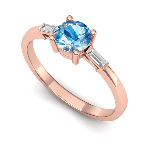 Inel din aur roz cu topaz blue