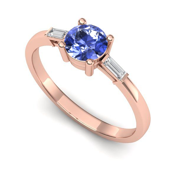 Inel de logodna din aur roz cu tanzanit