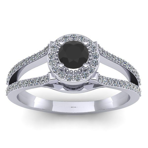 Inel de logodna cu diamant negru rotund