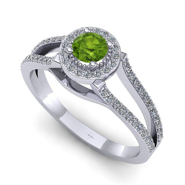 Inel de logodna din aur alb cu peridot