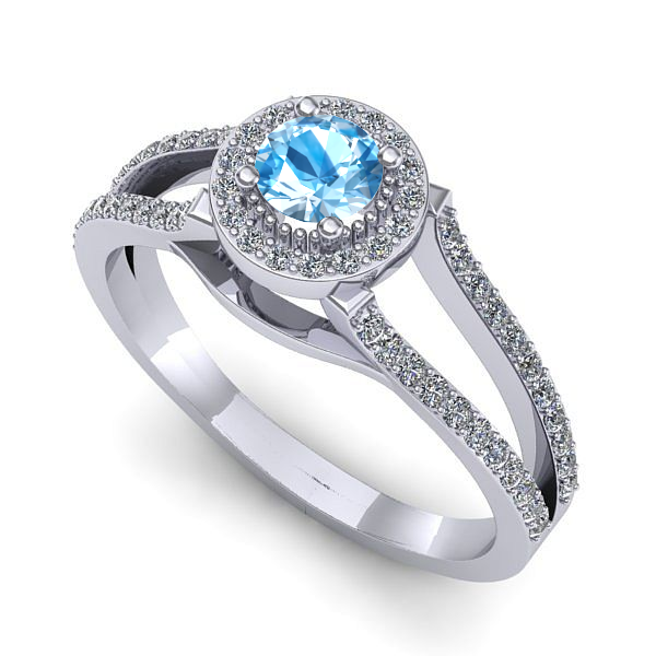 Inel logodna din aur alb cu topaz blue
