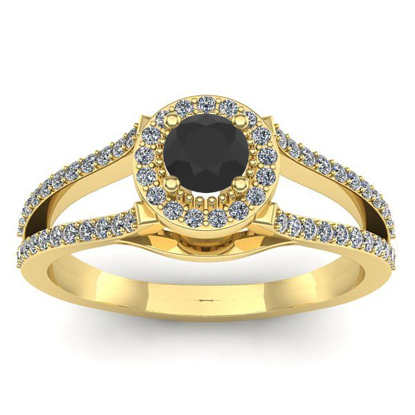 Inel logodna cu diamant negru rotund