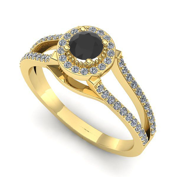 Inel de logodna din aur galben cu diamant negru