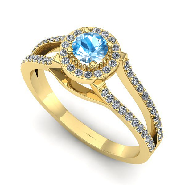 Inel de logodna din aur galben cu topaz blue