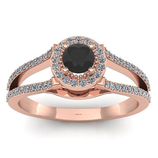 Inel de logodna cu diamant negru rotund