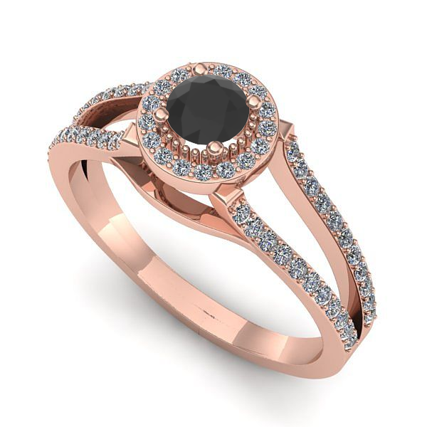 Inel logodna din aur roz cu diamant negru
