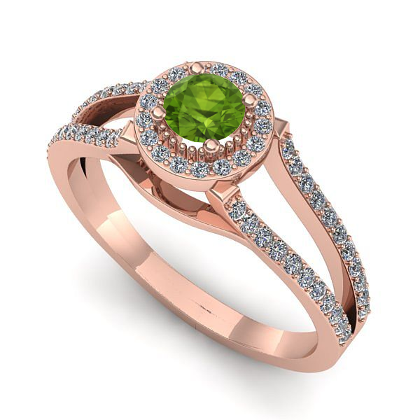 Inel logodna din aur roz cu peridot