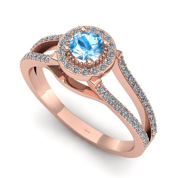 Inel din aur roz cu topaz blue