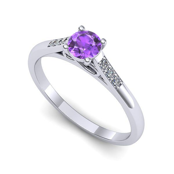 Inel logodna din aur alb cu ametist